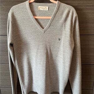 Dior Men's V-Neck Sweater in Light Gray